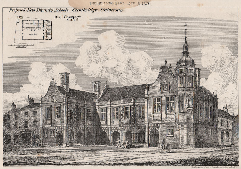 Proposed new divinity schools, Cambridge University; Basil Champneys Archt 1876